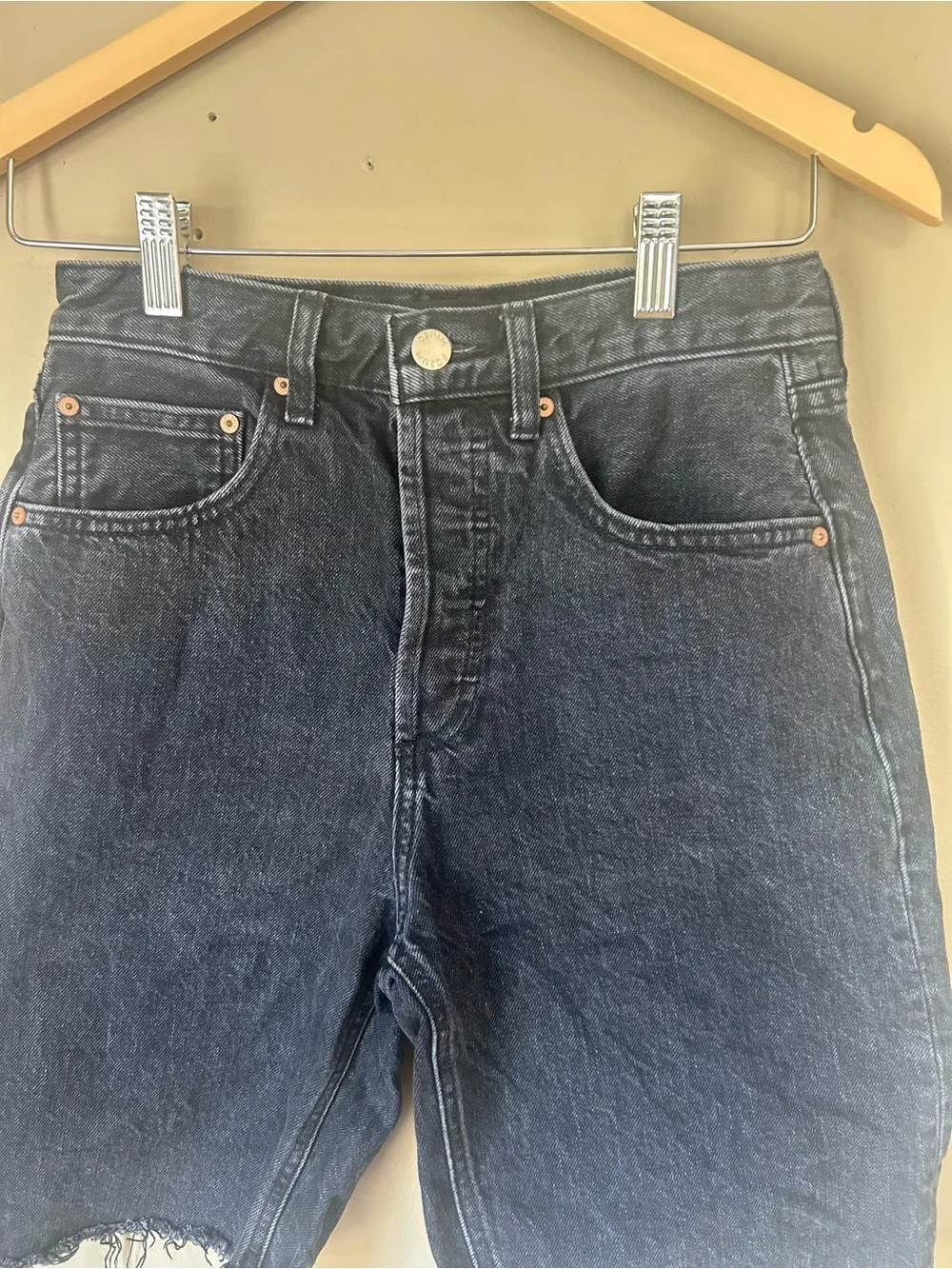 Denim Forum The Joni Loose Long Short Black Denim